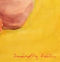 Márffy jelzéssel: Asztali csendélet. Akvarell, papír, üvegezett keretben, 36×45 cm