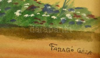 Faragó jelzéssel: Kislány és virág. Akvarell, papír, üvegezett keretben, 28×20 cm