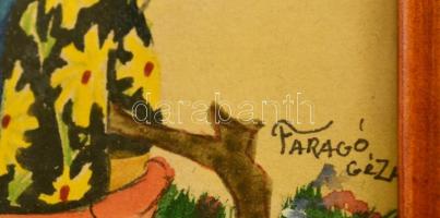 Faragó jelzéssel: Kisfiú és rózsa. Akvarell, papír, üvegezett keretben, 28×20 cm