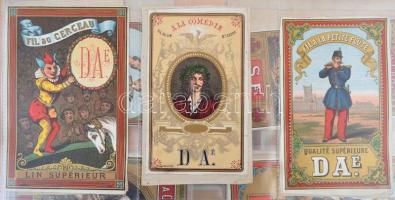 cca 1900 Cérna és pamut fonál címke gyűjtemény. 85 db litografált címke gyűrűs berakóban szépen rend...