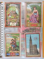 cca 1900 Cérna és pamut fonál címke gyűjtemény. 85 db litografált címke gyűrűs berakóban szépen rend...