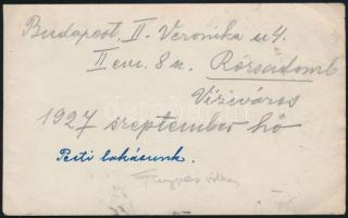 1927 Budapest II., Rózsadomb, Veronika u. 4., Fenyves Villa, fotó, hátulján feliratozva, 13,5×8 cm