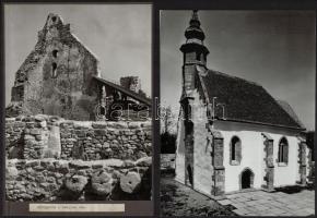 cca 1960-1970 Magyarországi templomok, templomromok (Hegymagos, Kővágóörs, Nógrádsáp, stb.), 7 db, 22x16 cm
