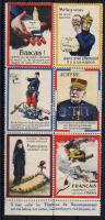 Franciaország / Frankreich 6 db I. világháborús propaganda levélzáró / 6 Stk. 1. WK Kriegspropaganda-Vignetten