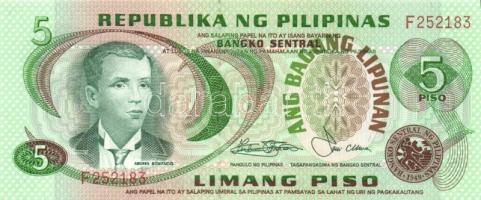 Fülöp szigetek 1978. 5P (2x) piros és fekete sorszámokkal, sign.9 T:I