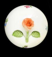 Herendi rózsás bonbonier, kézzel festett, jelzett, hibátlan, eredeti dobozában, m:7,5 cm