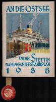 1938 An die Ostsee über Stettin. Hajómenetrend térképpel / Ship schedule with map 78p-