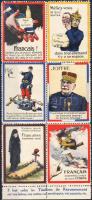 Franciaország / Frankreich 6 db I. világháborús propaganda levélzáró / 6 Stk. 1. WK Kriegspropaganda-Vignetten