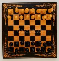 Dekoratív nagyméretű sakk készlet, fa, újszerű állapotban, 50x50 cm