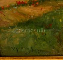 Ujváry Ignác (1860-1927): Női alak tájban. Olaj, karton, jelzett, keretben, 34×49 cm