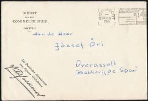 1956 I. Vilma (1880-1962), korábbi holland királynő (ur. 1890-1948) magyar nyelvű karácsonyi jókíván...