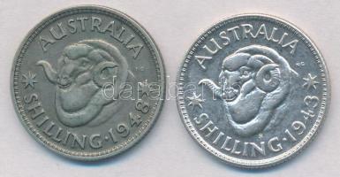 Ausztrália 1943-1948. 1Sh Ag (2xklf) T:2,2- Australia 1943-1948. 1 Shilling Ag (2xdiff) C:XF,VF