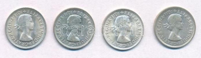 Ausztrália 1961-1964. 3p Ag (4xklf) T:2 Australia 1961-1964. 3 Pence Ag (4xdiff) C:xF