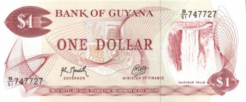 Guyana 1966-92. 1$, 5$, 10$ Sign.7,9 + 1989. 20$ Sign.9 T:I