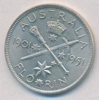 Ausztrália 1951. 1Fl Ag "50 éves jubileum" T:1- 
Australia 1951. 1 Florin Ag "50th Y...
