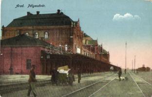 Arad, Pályaudvar, vasútállomás. Mandl J. kiadása / railway station (EK)