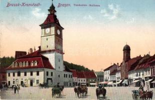 Brassó, Kronstadt, Brasov; Tanácsház, városháza, üzletek. L. & P. 806. / Rathaus / town hall, shops (EK)