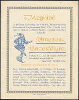 1926 Meghívó a Stefánia Szövetség és a M. Kir. Államrendőrség esztergomi Kapitánysága által rendezett jelmezes táncestélyre, szép állapotban