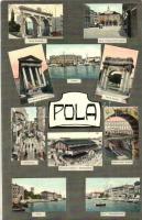 Pola, Mercato coperto, Via Sergia / Art Nouveau mosaic postcard with market hall