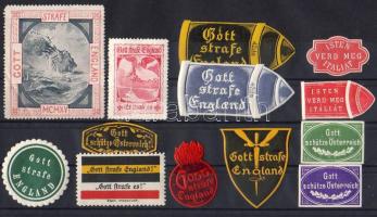 12 db I. világháborús propaganda levélzáró / 12 Stk. 1. WK Propagandavignetten