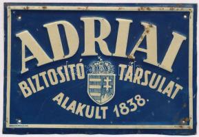 cca 1925 Az Adriai Biztosító Társulat magyar címerrel ellátott fém reklámtáblája, 10×15 cm