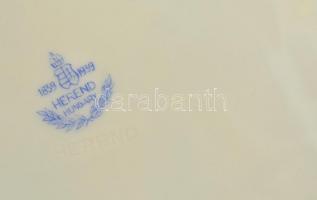 Herendi virágmintás tányér, kézzel festett, jelzett (koronás), kopásokkal, d: 24,5 cm