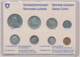 Svájc 1982. 1r - 5Fr (8xklf) forgalmi szett, karton tokban T:1 Switzerland 1982. 1 Rappen - 5 Francs (8xdiff), coin set in cardboard packaging C:UNC
