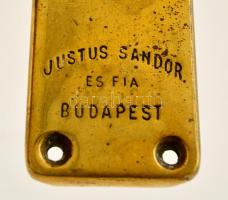 Régi réz redőnyhuzó, jelzett (Justus Sándor és fia Budapest), 22×4,5 cm