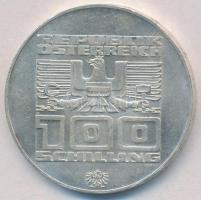 Ausztria 1976. 100Sch Ag "Innsbruck - XII. téli olimpia / Síelő" T:1- 
Austria 1976. 100 ...