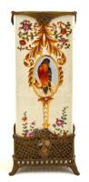 MTP madaras porcelán váza fém szerelékekkel, kézzel festett, jelzett, apró kopásokkal, m: 33,5 cm