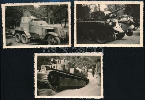 1942 Bp. Városliget, Kiállított, főként szovjet repülök, tankok, ágyú, 7 db fotó, 6x9 cm