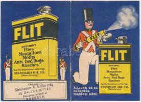 cca 1930 Flit rovarirtó kihajtható képes reklámfüzet