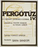 1982 Pergőtűz I-V. A 2. magyar hadsereg a Donnál, magyar dokumentumfilm plakát, rendezte: Sára Sándor, 71x56,5 cm