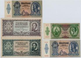8db-os vegyes magyar pengő és forint bankjegy tétel, közte 1984. 100Ft fordított hátlapi alapnyomat T:II,III