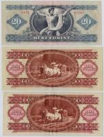 8db-os vegyes magyar pengő és forint bankjegy tétel, közte 1984. 100Ft fordított hátlapi alapnyomat ...