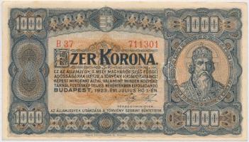 1923. 1000K Magyar Pénzjegynyomda Rt. Budapest nyomdahely jelöléssel T:I,I-
