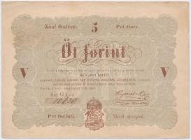 1848. 5Ft Kossuth bankó barna nyomat T:III szép papír  Adamo G109A