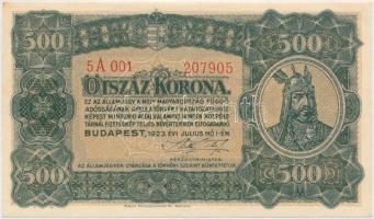 1923. 500K Magyar Pénzjegynyomda Rt. Budapest nyomdahely jelöléssel T:I-