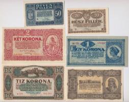 9db-os vegyes magyar korona bankjegy tétel T:I--III mind szép papír