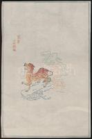 cca 1900-1950 Tigris, kínai fametszet, 21×14 cm