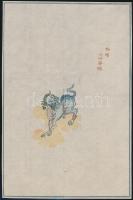cca 1900-1950 Sárkány, kínai fametszet, 21×14 cm
