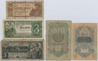 Szovjetunió 1938. 1R + 3R + 5R + 1947. 1R + 3R T:III,III- Soviet Union 1938. 1 Ruble + 3 Rubles + 5 Rubles + 1947. 1 Ruble + 3 Rubles C:F,VG