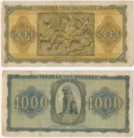 Görögország / Német-olasz megszállás 1942. 1000D + 1943. 5000D T:III
Greece / German-Italian occupa...