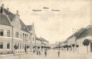 Déva, Deva; Fő utca, Megyeháza / main street, county hall (EK)