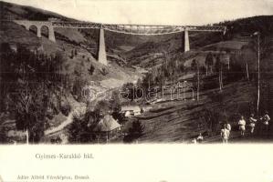 Csíkgyimes, Gyimes, Ghimes; Karakkói vasúti híd a gyimesi vasútvonalon. Adler Alfréd fényképész / railway bridge, viaduct (EK)