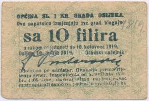 Eszék 1919. 10f T:III,III- Osijek 1919. 10 Filira C:F,VG
