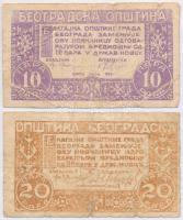 Szerb-Horvát-Szlovén királyság / Belgrád 1919. 10p + 20p T:III- Kingdom of the Serbs, Croats and Slovenes / Belgrade 1919. 10 Para + 20 Para C:VG