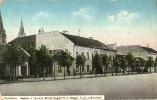 Komárom, Komárno; Ferenc József rakpart, Magyar Király szálloda. L. H. Pannonia / quay, wharf, hotel (kopott sarkak / worn corners)