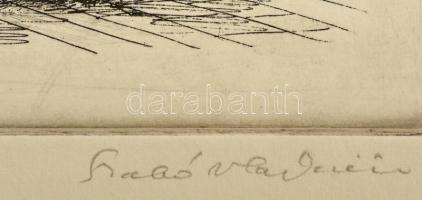 Szabó Vladimir (1905-1991): Háború, rézkarc, papír, jelzett, 31×29 cm