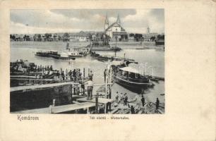 Komárom, Komárno; Téli kikötő, gőzhajó. Spitzer Sándor kiadása / Winterhafen / winter port, harbor, steamships